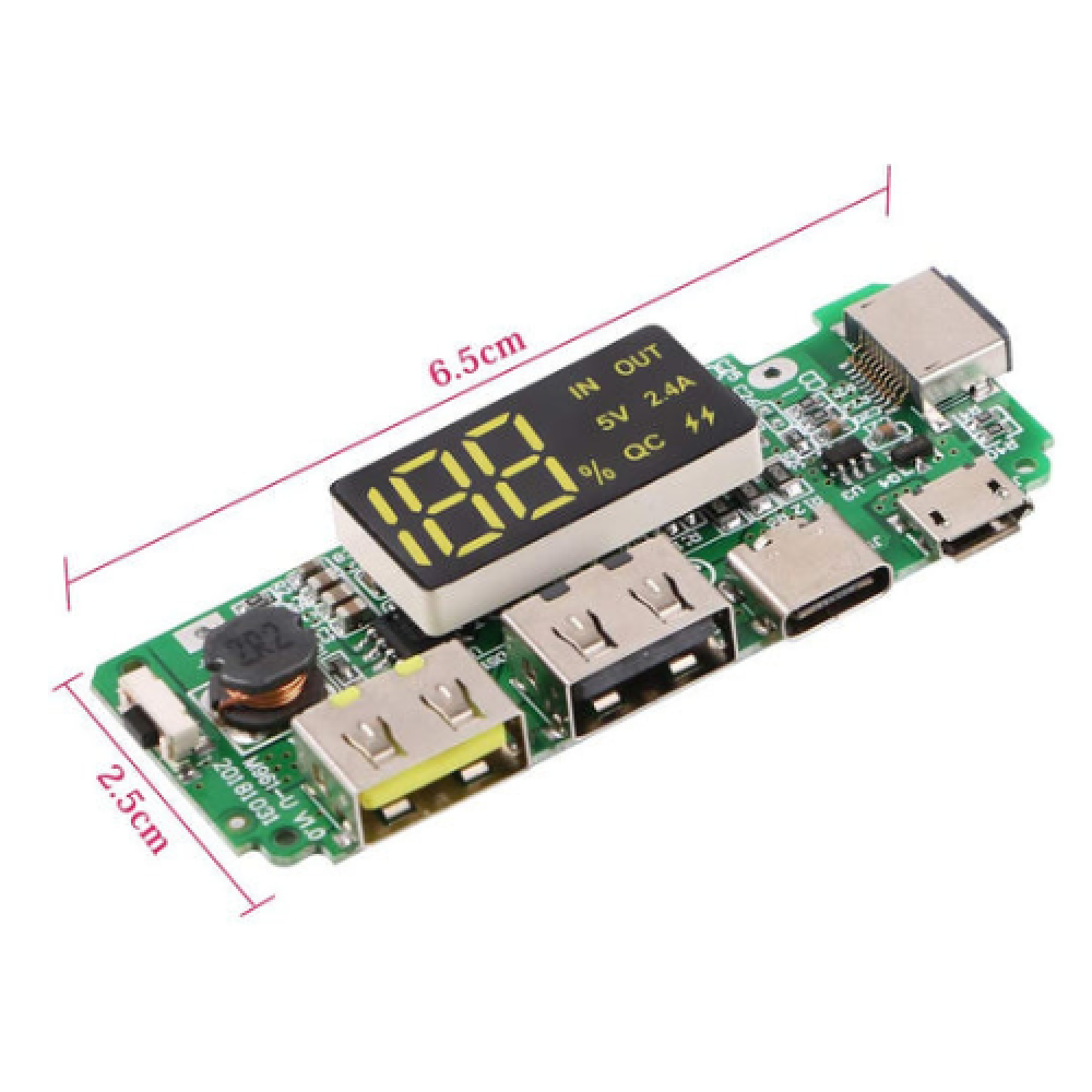 18650 5V 2 4A Lithium Battery Digital Display Charging Module With Dual