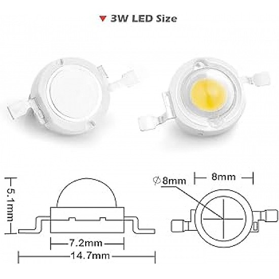 3W 3000-15000K High Power White SMD LED Light Beads | PureWhite