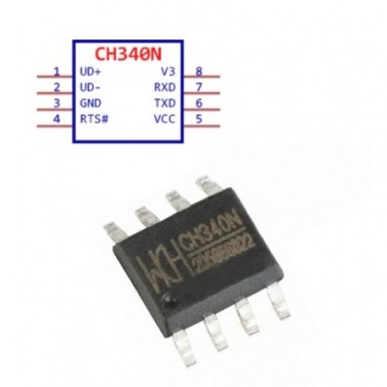 CH340N SOP-8 USB to serial port Chip With Built-in Crystal Oscillator