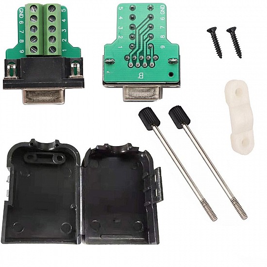 DB9 Screw Terminals To Female RS232 With Shell