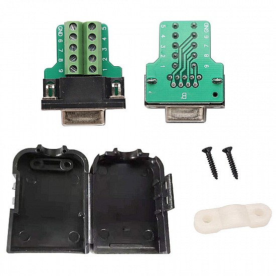 DB9 Screw Terminals To Male RS232 With Shell