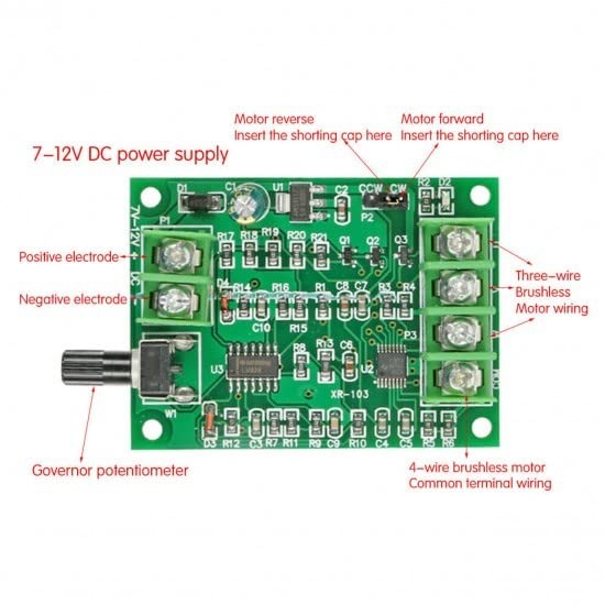 DC 7-12V Brushless Motor Driver Speed Control Board