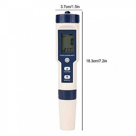 EZ9909 pH/TDS/EC/Salinity/Temperature 5-in-1 Pen-type Digital Water Quality Tester