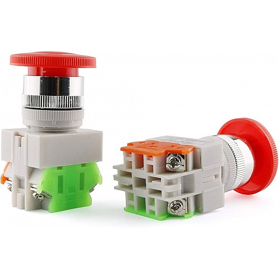 LAY37 01ZS 1 Open & 1 Closed Self-Locking 22mm Mushroom Head Emergency Stop Switch