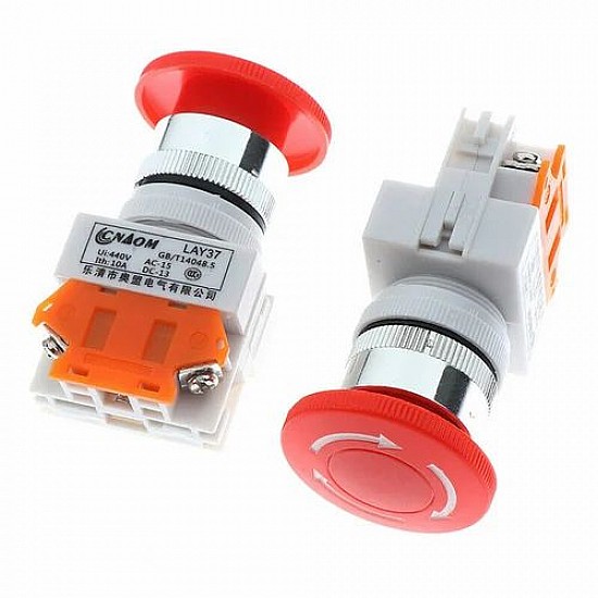 LAY37 01ZS 1Normally Closed Self-Locking 22mm Mushroom Head Emergency Stop Switch