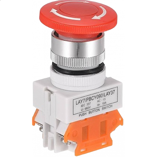 LAY37 02ZS 2 Normally Closed Self-Locking 22mm Mushroom Head Emergency Stop Switch