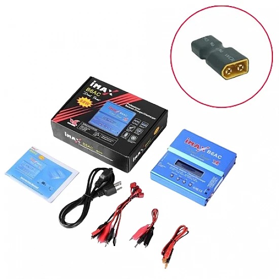 New I-max B6AC Charger With 2200mAh ABSD Lipo Battery & Battery Tester & XT60 To Tplug Connector Combo