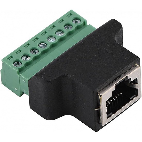 RJ45 Female to 8 Pin Screw Terminal Adaptor