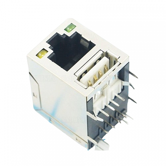 RJ45 Single-layer USB Network Socket with LED Light