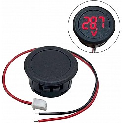 DC 4-100V Round LED Digital Voltmeter Display - Red