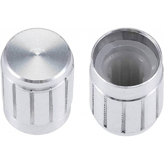 Silver Aluminum Alloy Potentiometer Knob Cap