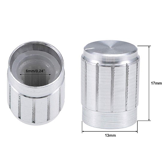 Silver Aluminum Alloy Potentiometer Knob Cap