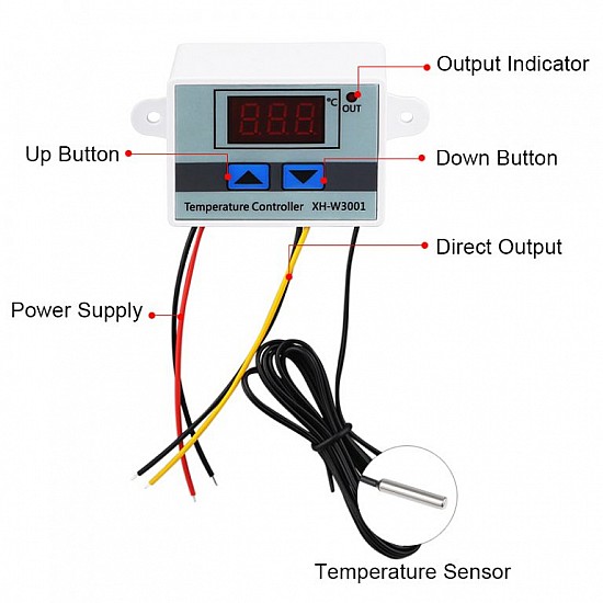 XH-W3001 220V AC Digital Temperature Controller Microcomputer Thermostat Switch Module